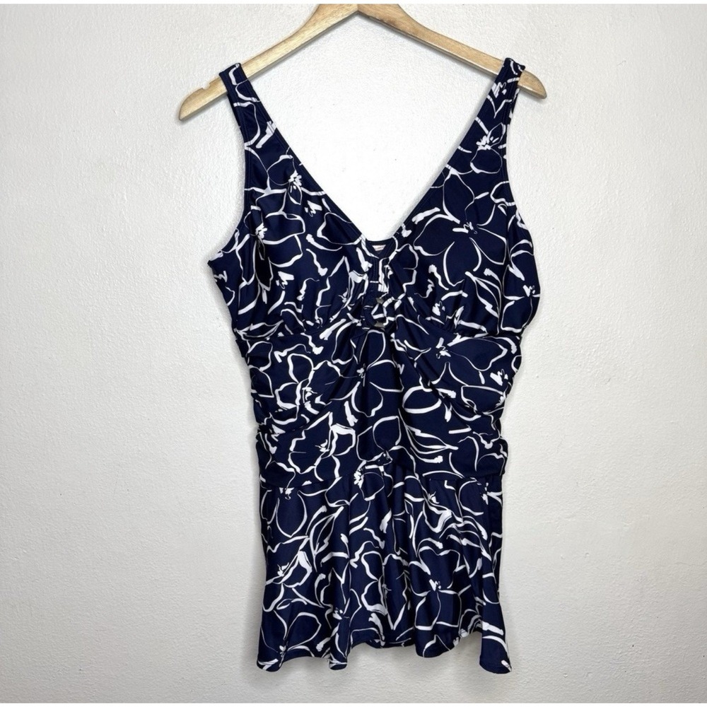 New Millers Felicity Swimdress Women's 20 One Piece Swimsuit‎ Blue White Floral